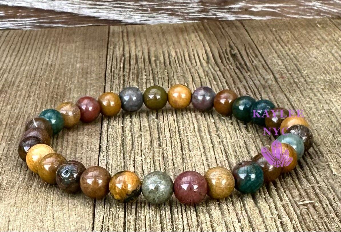 Wholesale 6 Pcs Natural Marine Jasper 6mm 7.5” Stretch Bracelet Crystal Healing Energy