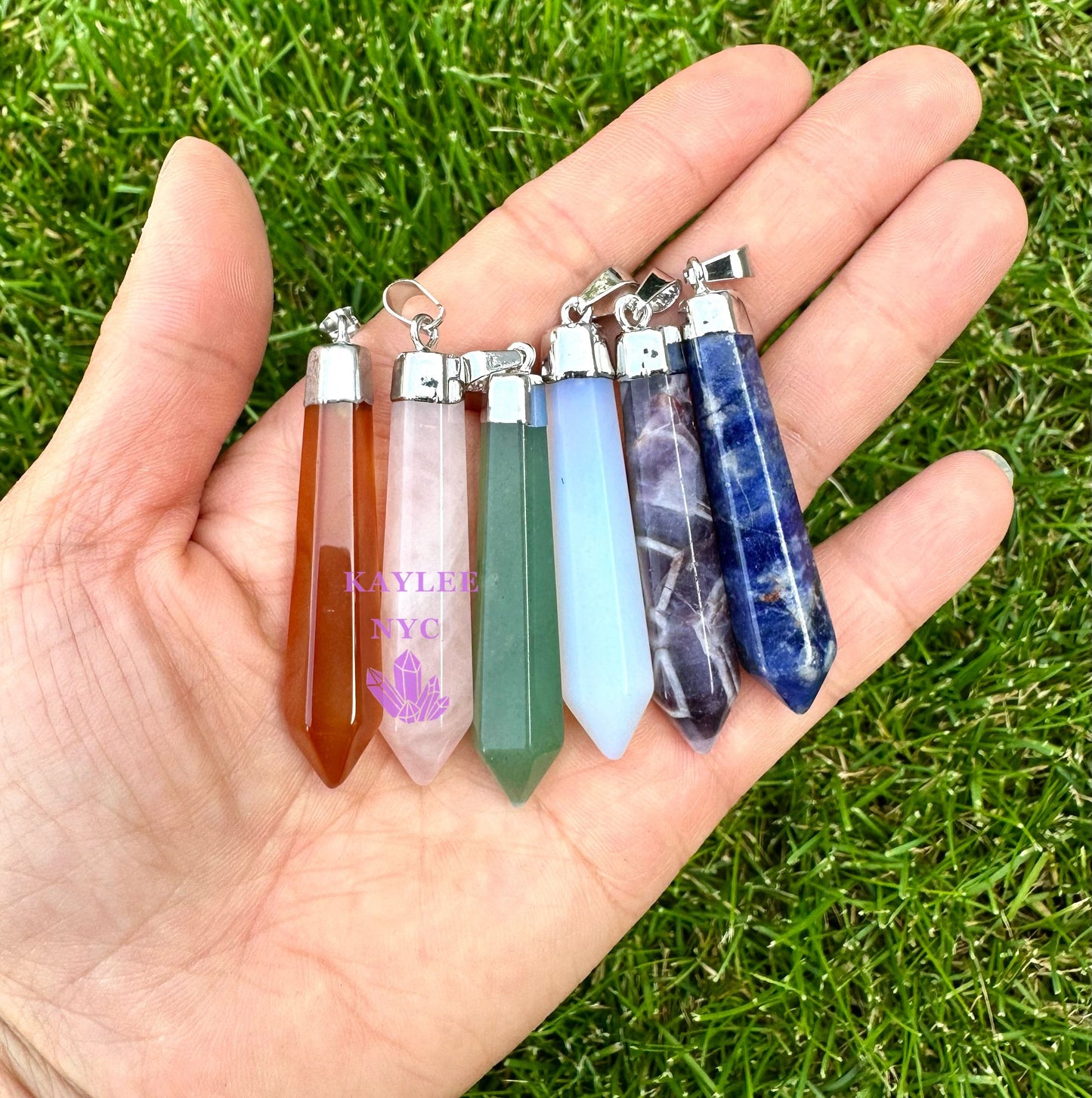 Wholesale Lot 9 Pcs Mix Crystal Pendant Healing Energy