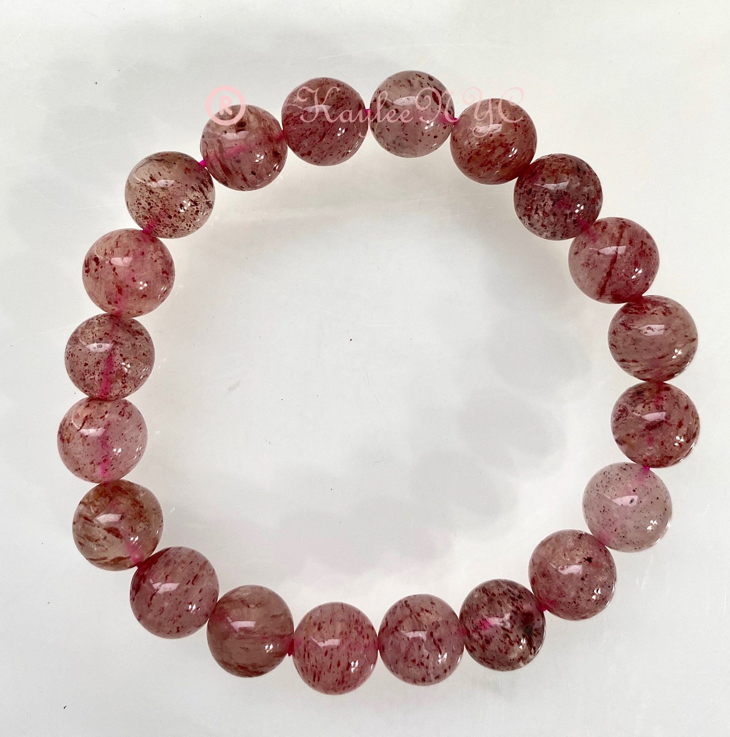 Wholesale Lot 6 Pcs Natural Strawberry Quartz 10mm 8” Crystal Healing Stretch Bracelet