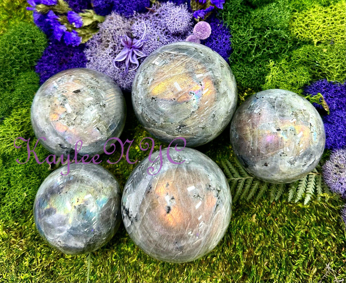 Wholesale Lot 4-6 Pcs Natural Sunset Labradorite Sphere Crystal Ball Nice Quality