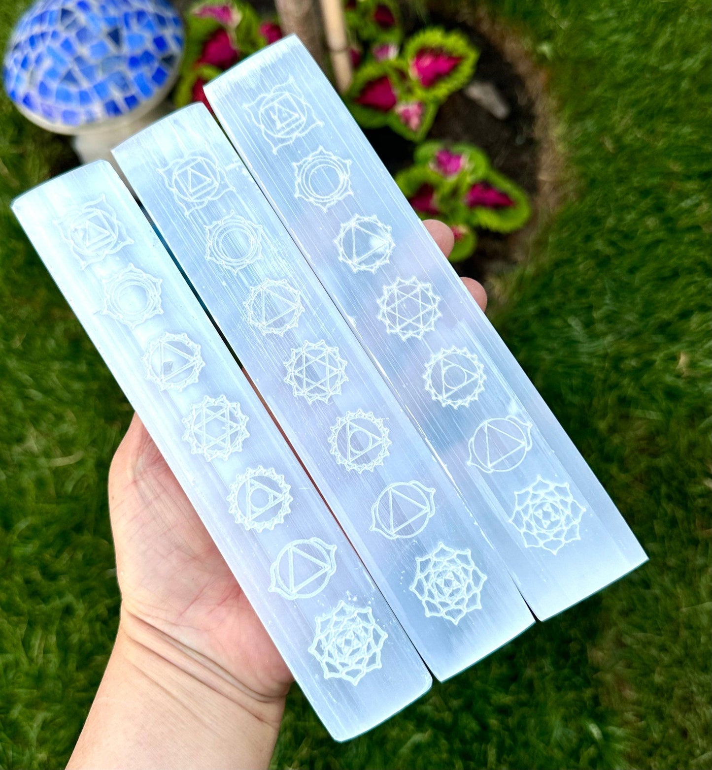 Wholesale Lot 6 pcs Natural Selenite aka Satin Spar Chakra Charging Plate Crystal Healing Energy