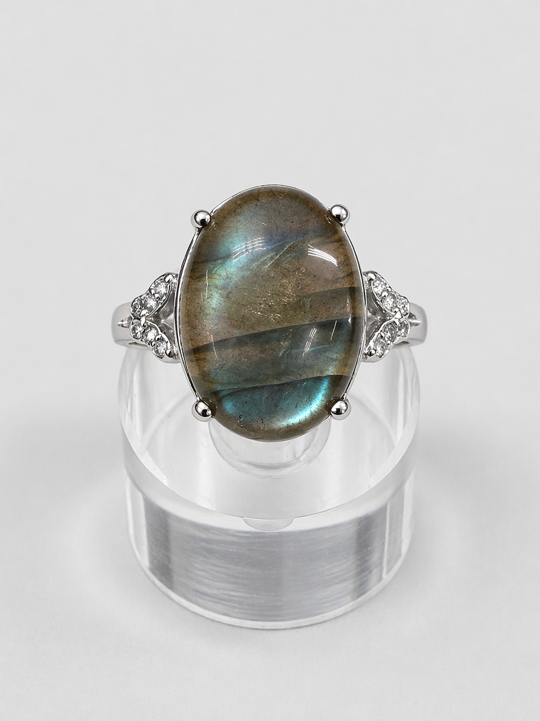Wholesale Lot 7 pcs Natural Labradorite Stainless Steel Ring 12x16mm