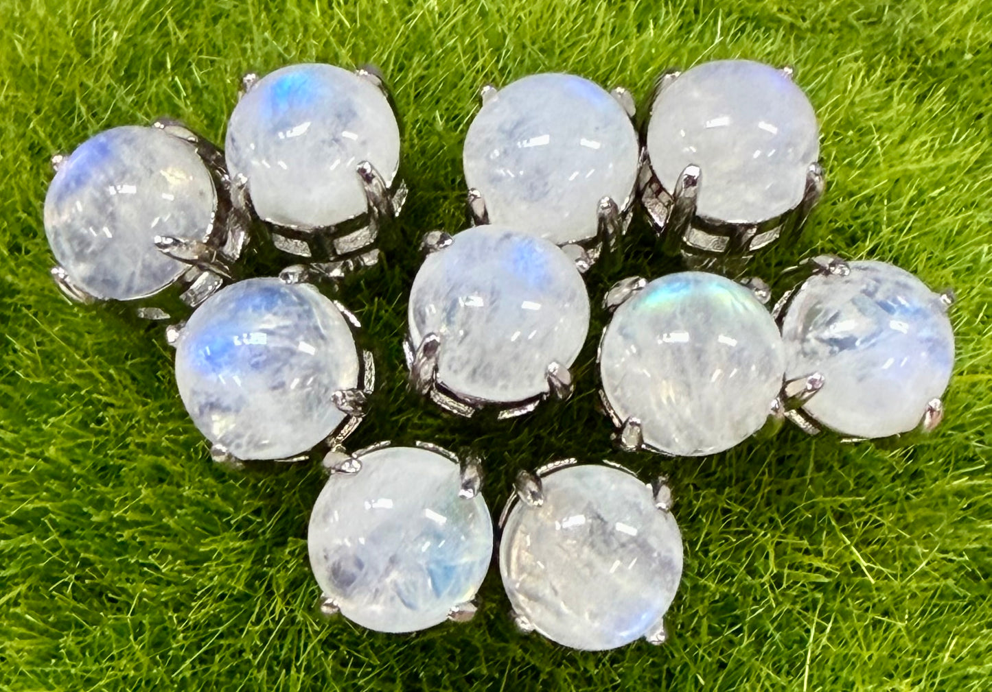 Wholesale Lot 5 Pairs Natural Moonstone Sterling Silver(925) Earring Studs 7mm