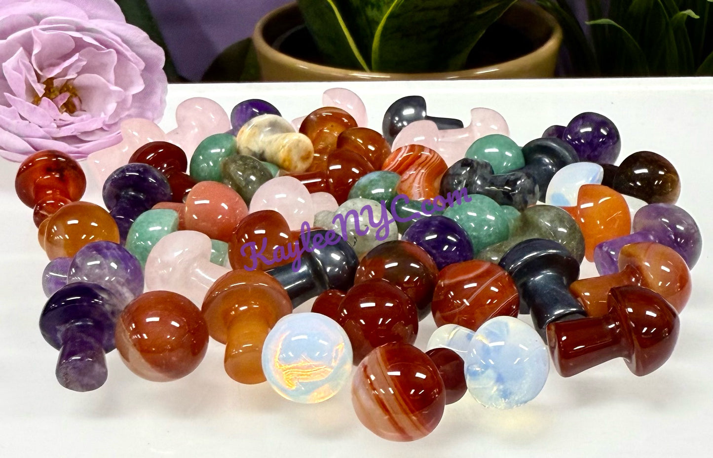 Wholesale Lot 50 PCs Natural Mixed 20mm Crystal Mushroom Healing Energy