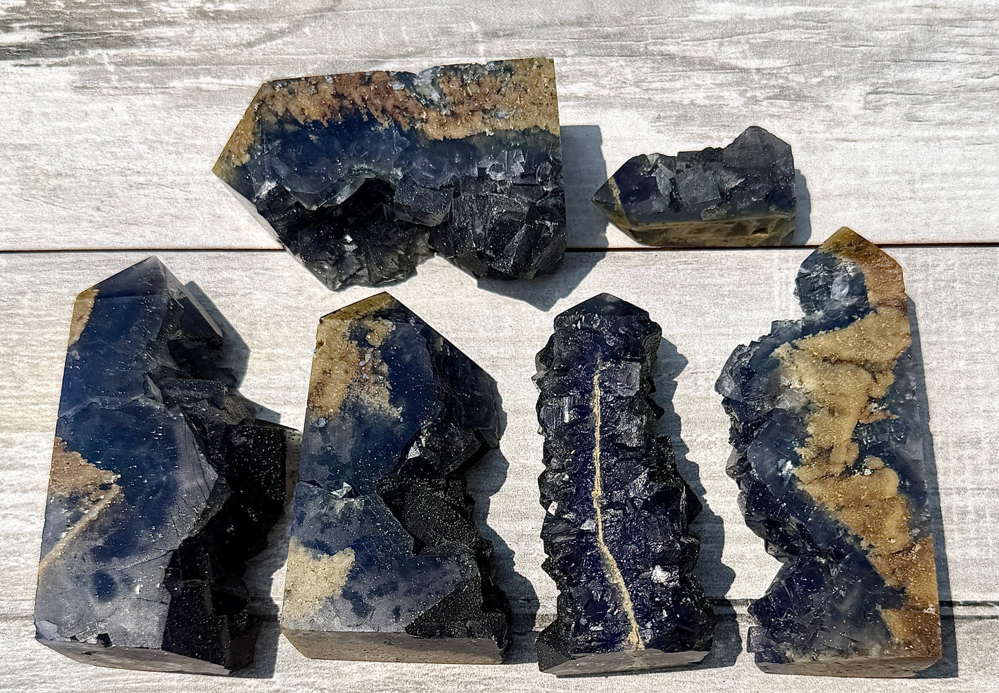 Wholesale 2 lbs Blue Cubic Fluorite with Pyrite Tower Natural Crystal Energy