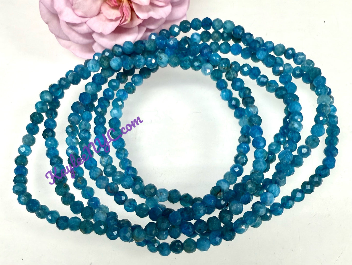 Wholesale Lot 6 Pcs Natural Faceted Apatite 4mm 7.5” Crystal Healing Stretch Bracelet