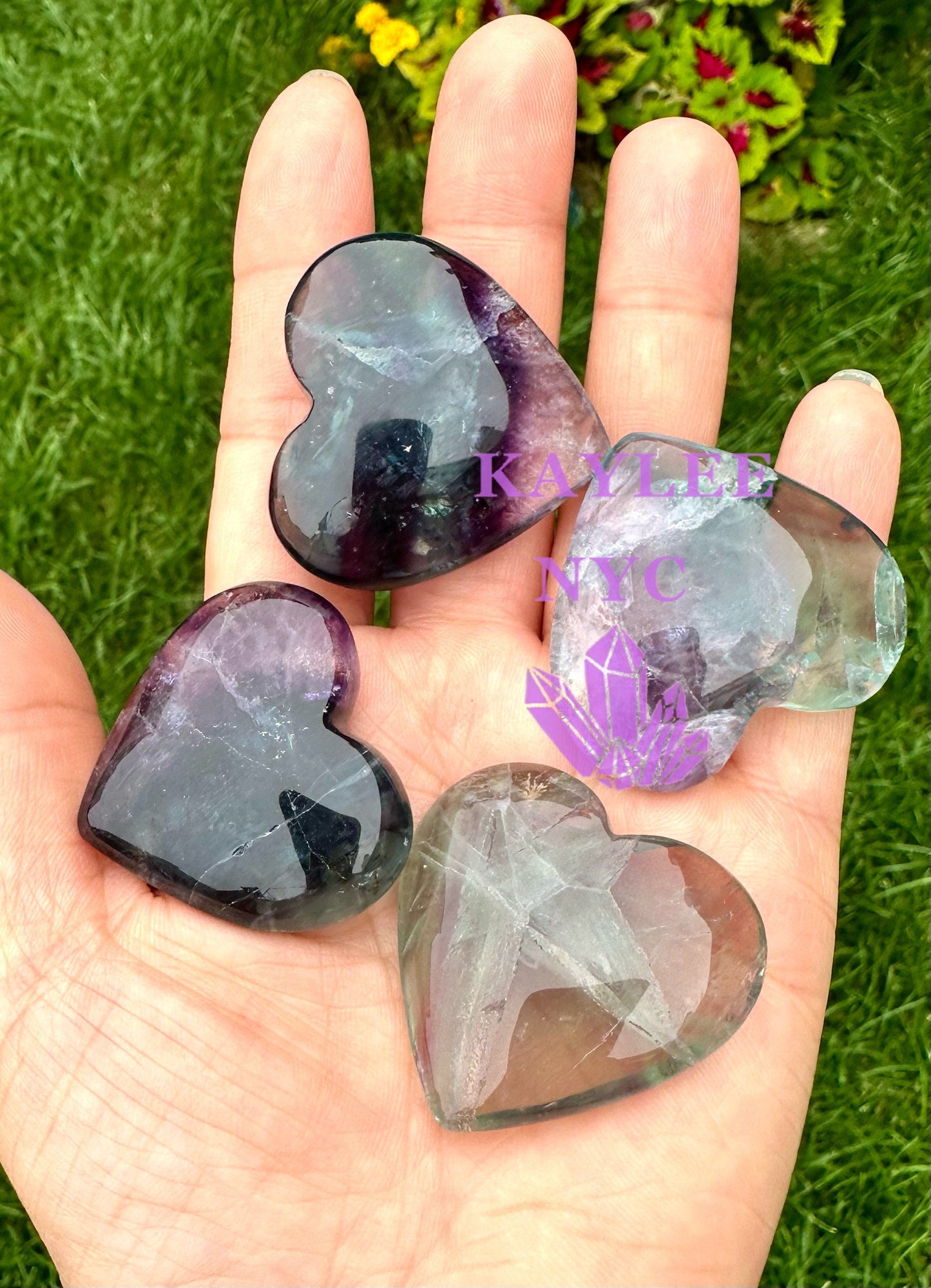 Wholesale Lot 10 Pcs 4cm Natural Fluorite Crystal Heart Healing Energy