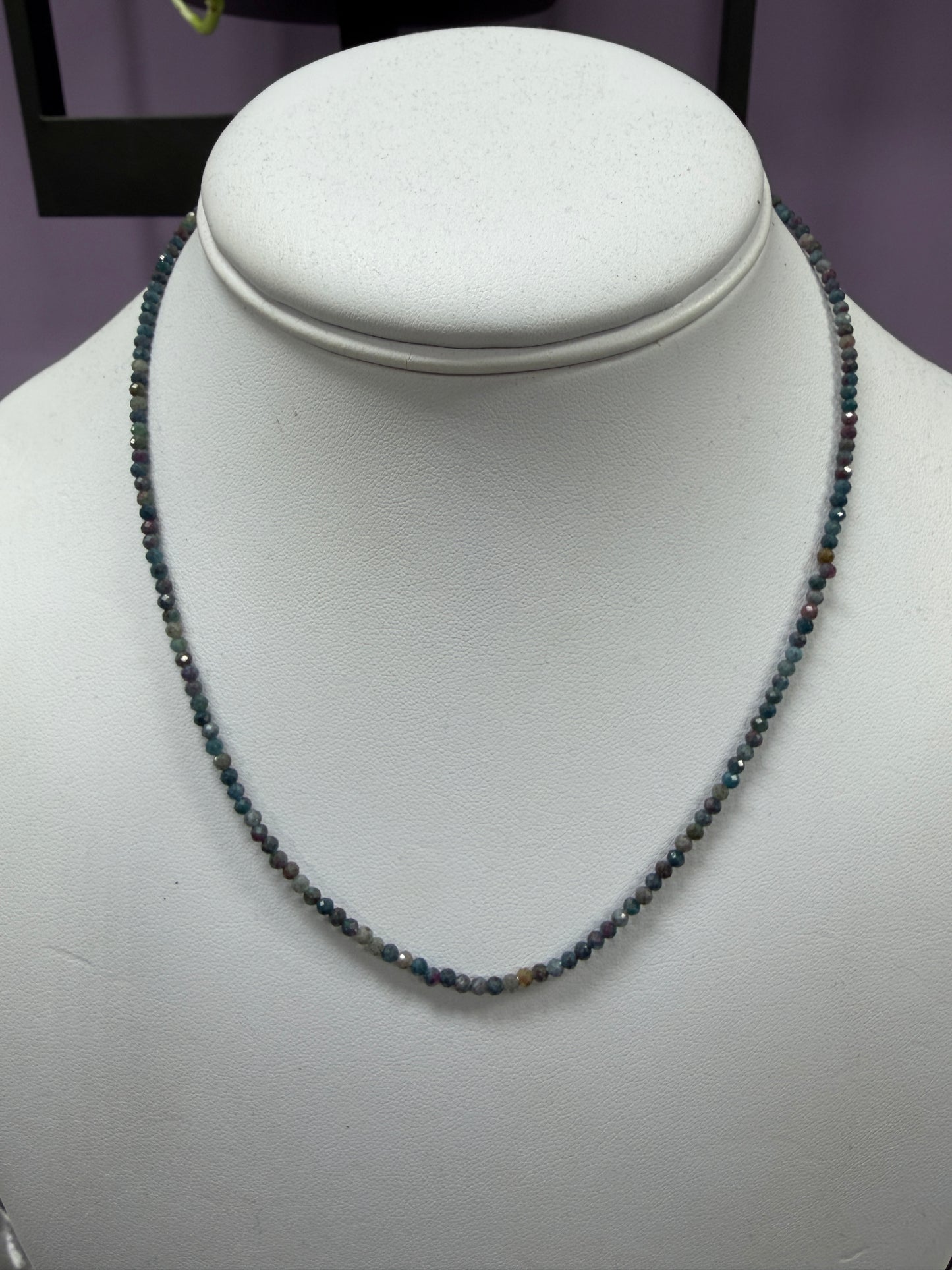 6 PCs 2mm Faceted Natural Ruby & Sapphire Necklaces