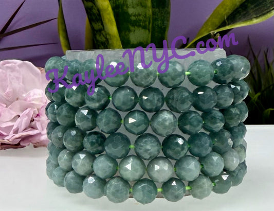 Wholesale 6 Pcs Natural Faceted Jade Jadeite 8mm 7.5” Crystal Healing Stretch Bracelet