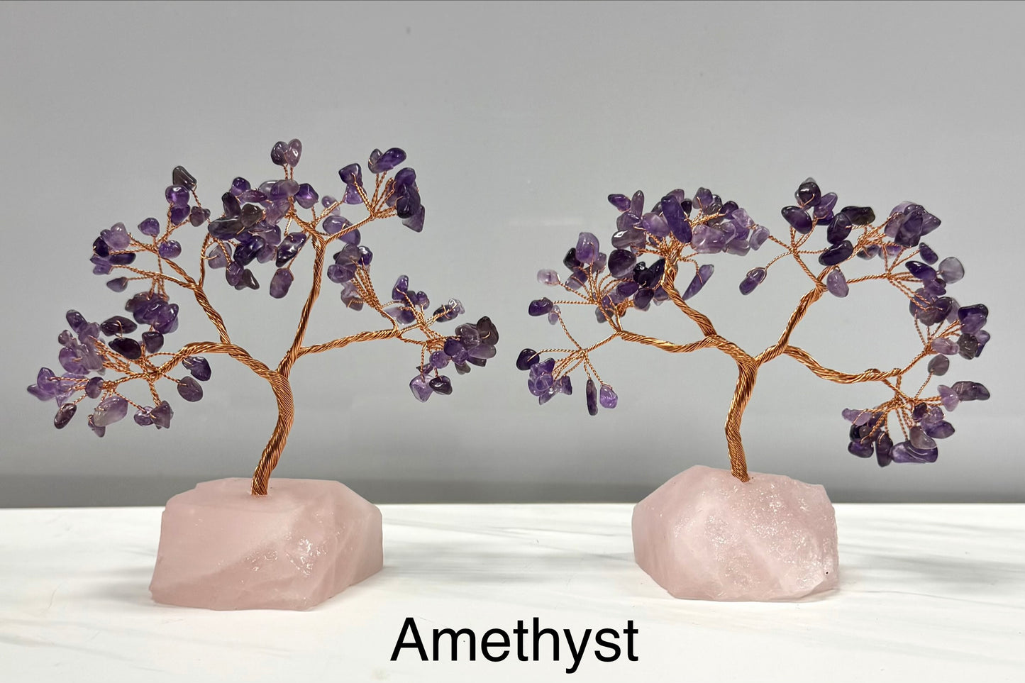 Wholesale Lot 4 Pcs Bonsai Tree with Rose Quartz Crystal Base