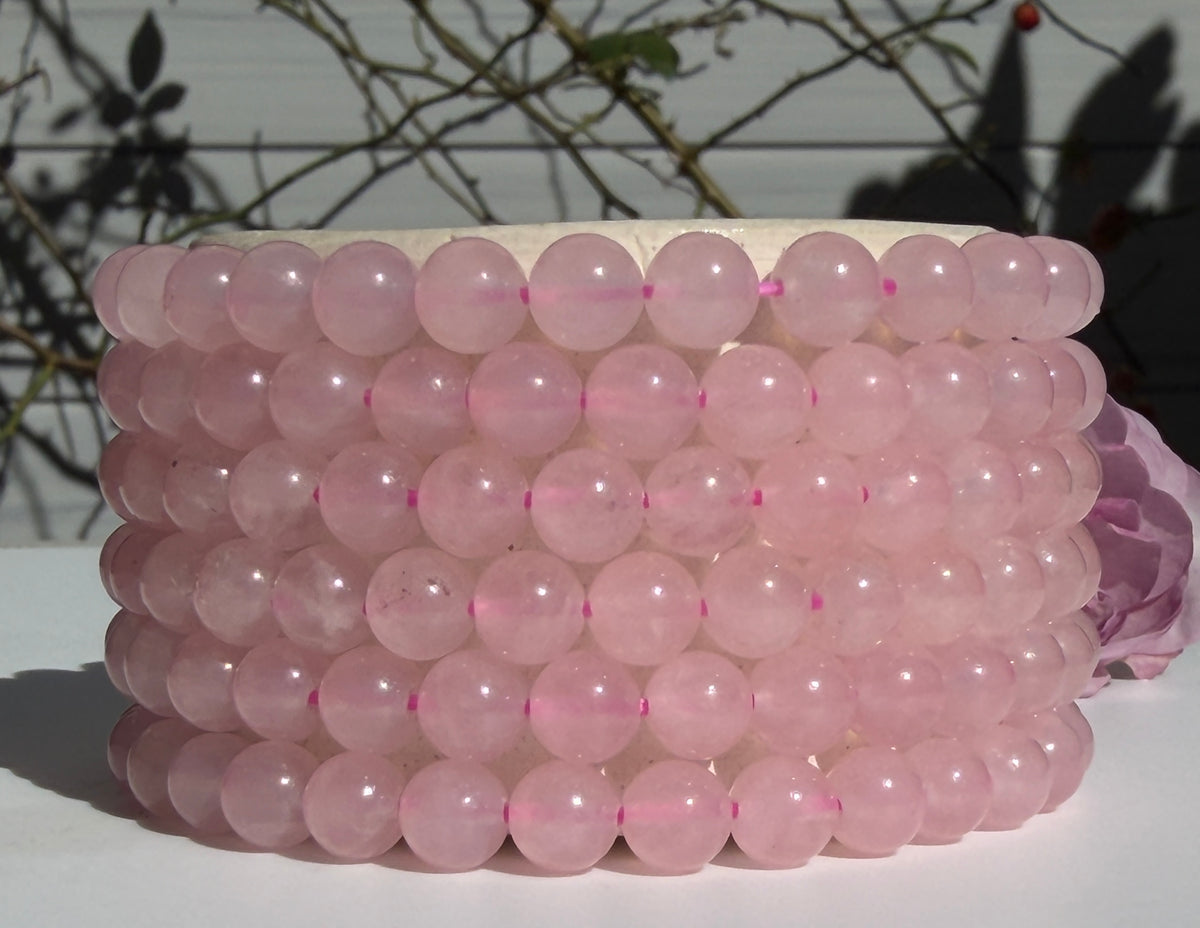 Wholesale Lot 6 Pcs Natural Rose Quartz 6mm 7.5” Crystal Healing Stretch Bracelet