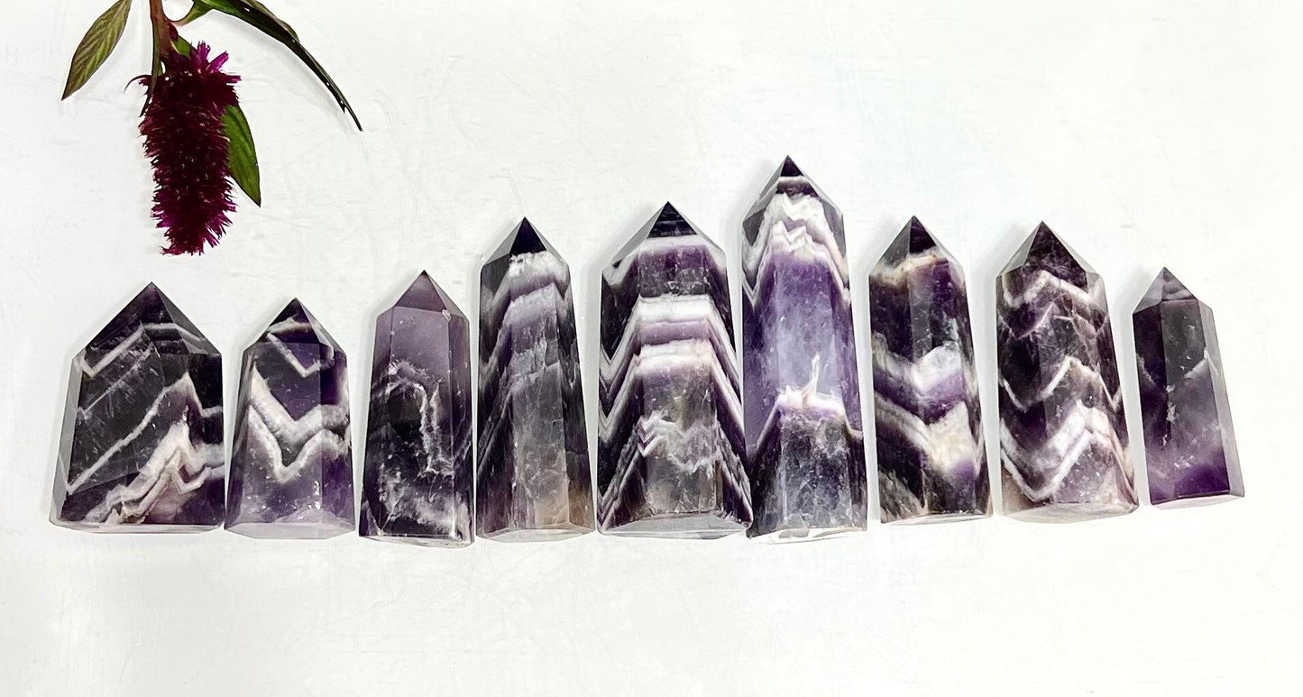 Wholesale Lot 1 Lb Dream Chevron Amethyst Obelisk Point Crystal Natural Energy