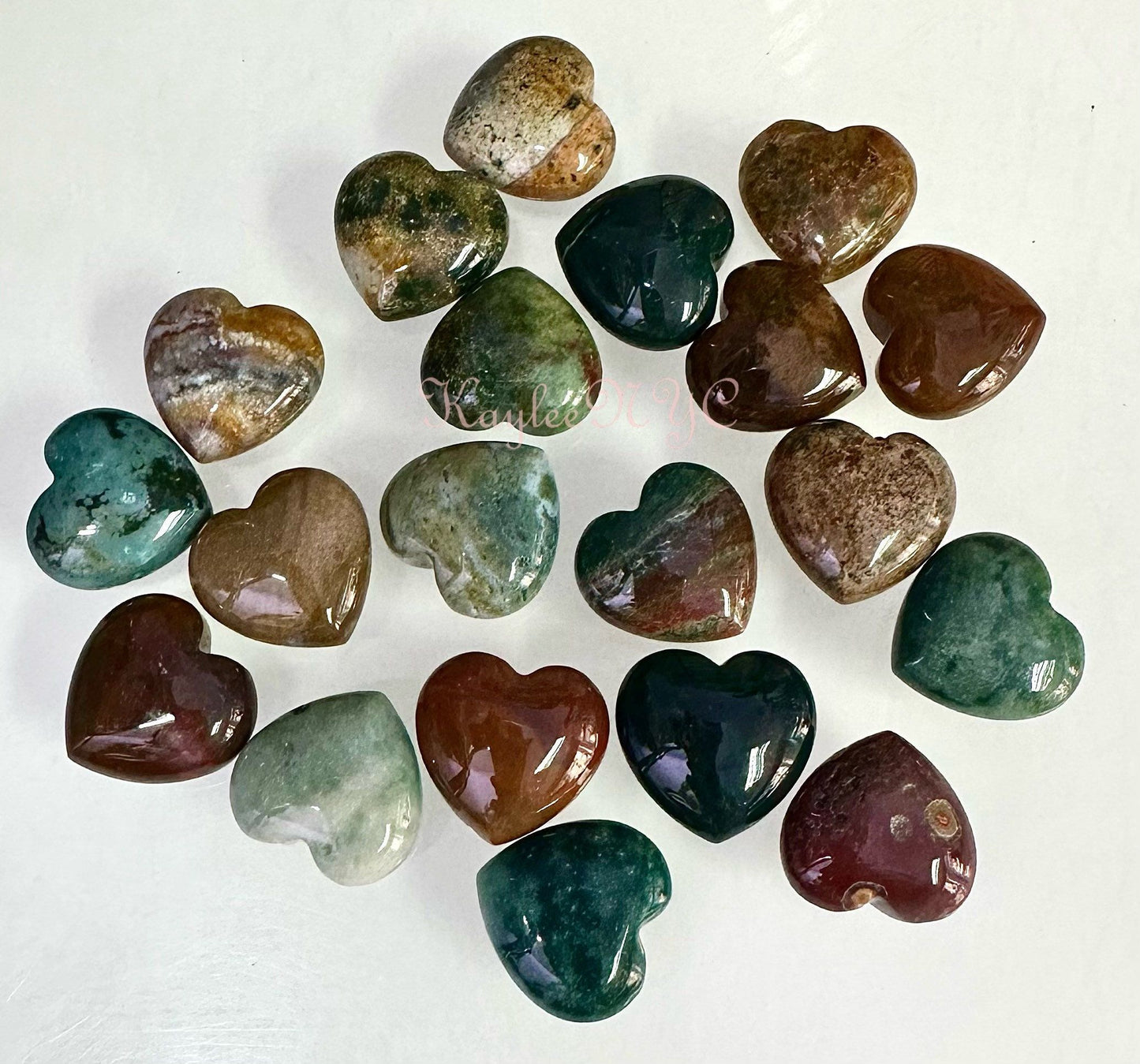 Wholesale Lot 20 Pcs 20mm Natural Ocean Jasper Crystal Heart Nice Quality Healing Energy