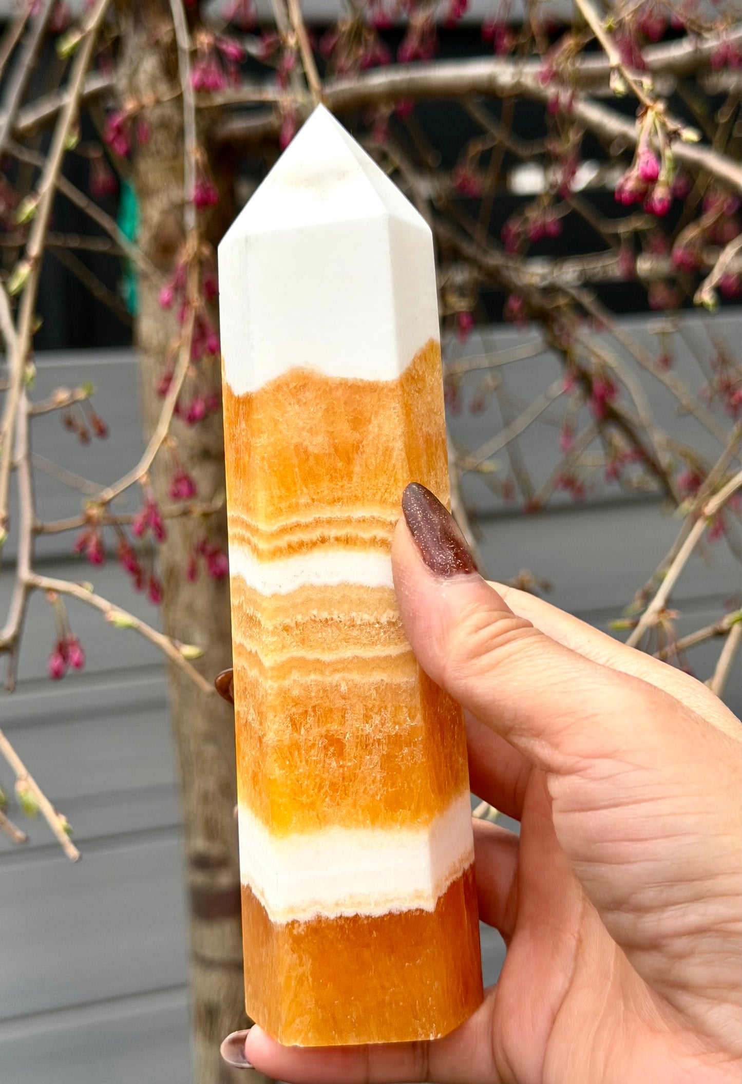 Wholesale Lot 3 pcs Natural Orange Calcite tower Obelisk Point Crystal Healing