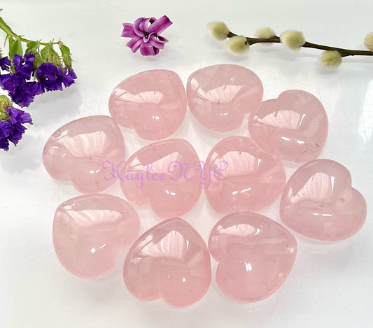 Wholesale Lot 10 Pcs 40mm Natural Rose Quartz Crystal Heart Healing Energy