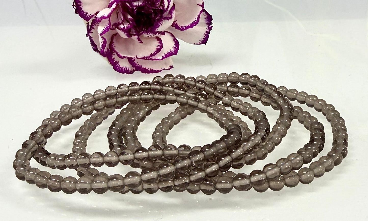 Wholesale Lot 6 Pcs Natural Ice Obsidian 4mm 7.5” Crystal Healing Stretch Bracelet