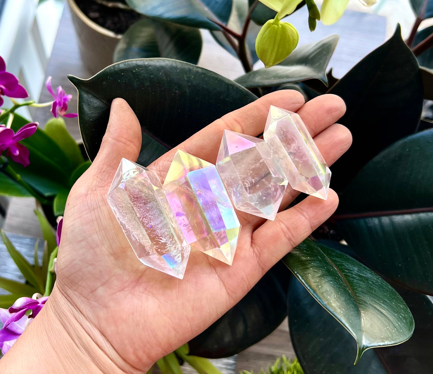 1 lb Angel Aura Clear Quartz Double Terminated Point