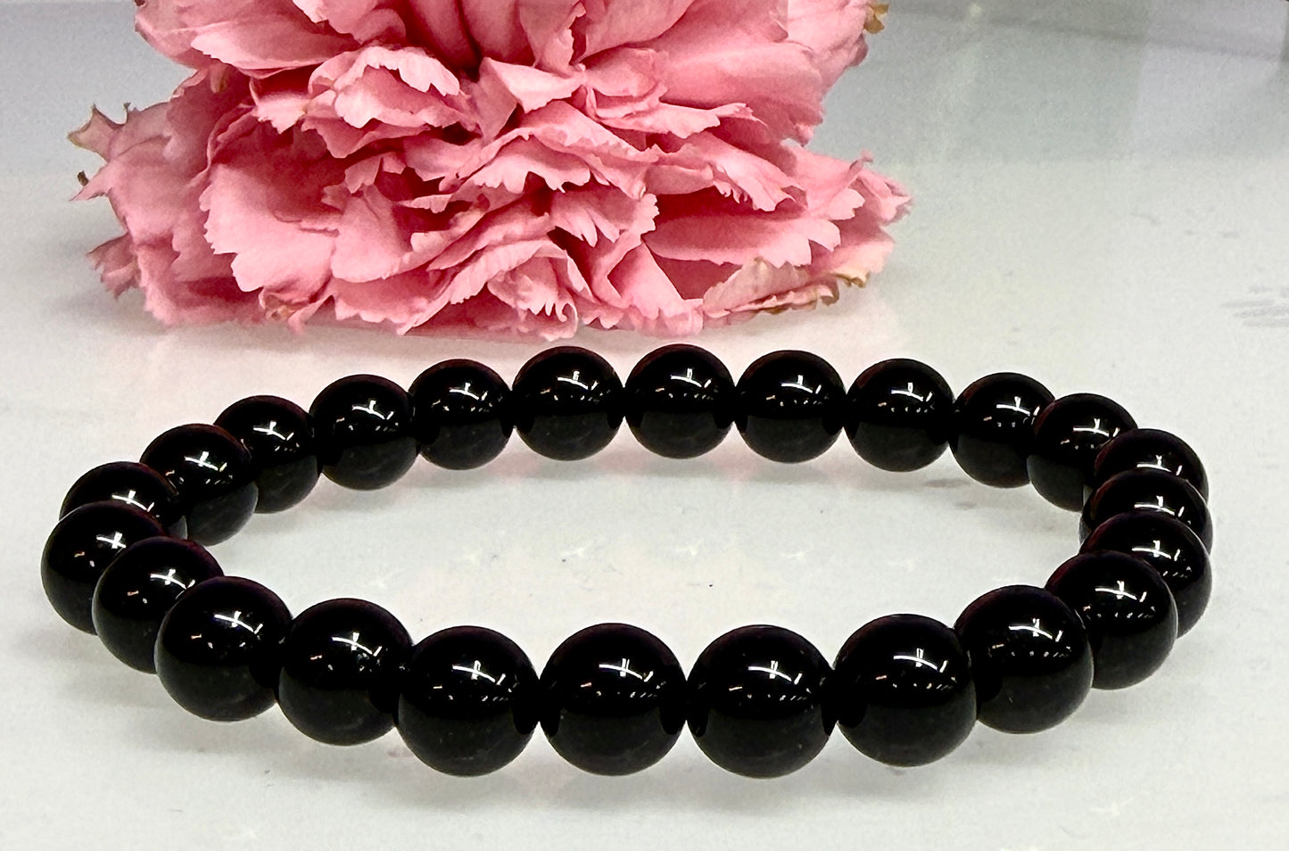 Wholesale 6 Pcs Natural Black Onyx 8mm 7.5” Crystal Healing Stretch Bracelet