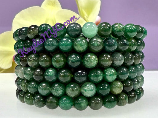 6pcs 6mm Natural Green Lepidolite Stretch Bracelet 7.5”