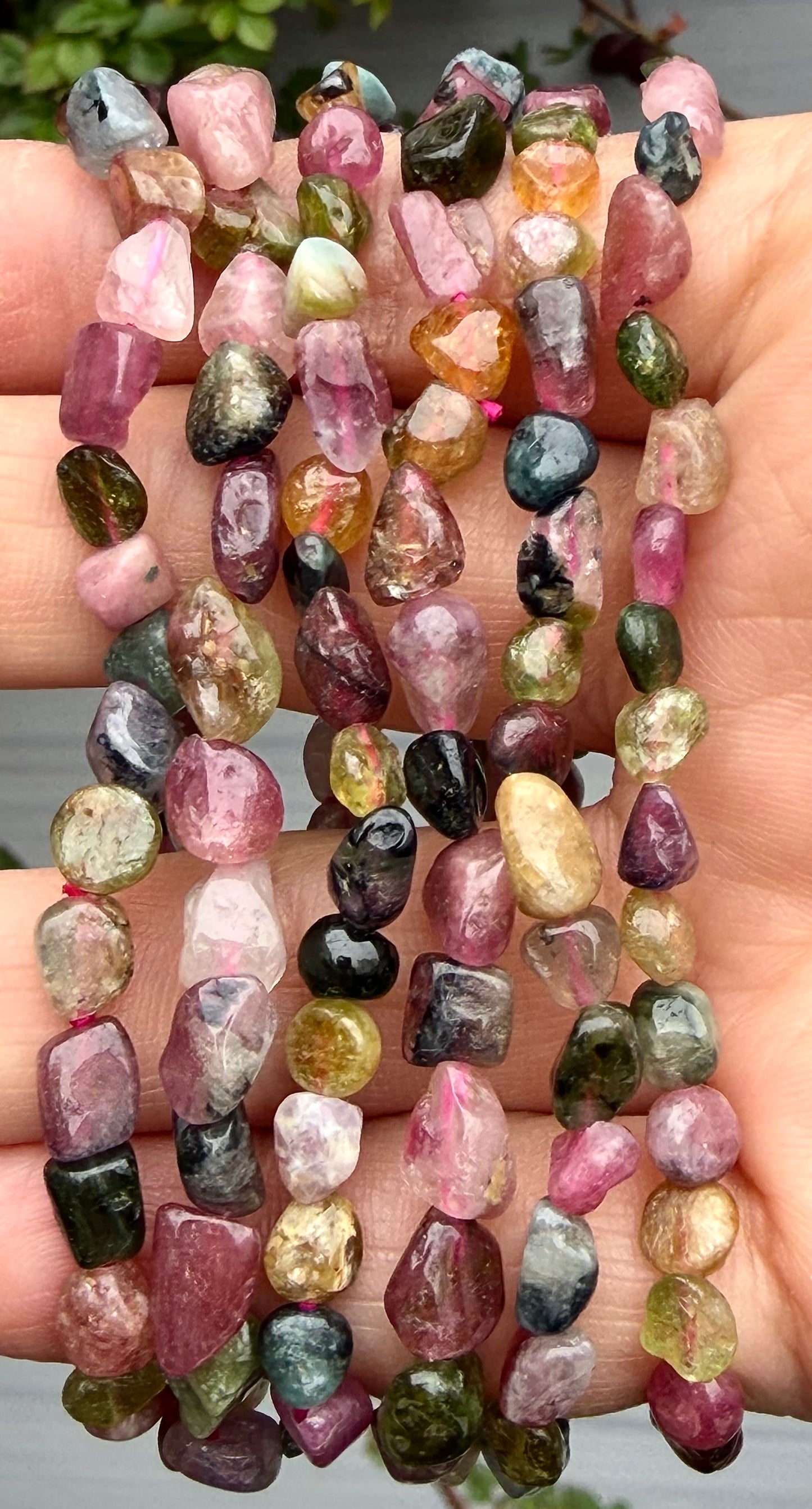Wholesale 6 Pcs 8mm Watermelon Tourmaline Tumble Natural Crystal Healing Stretch bracelet 7.5"