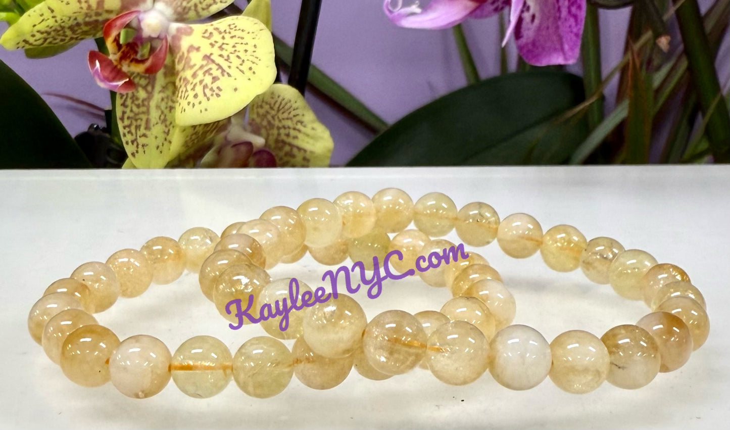 Wholesale 6 Pcs Citrine 8mm 7.5” Crystal Healing Stretch Bracelet