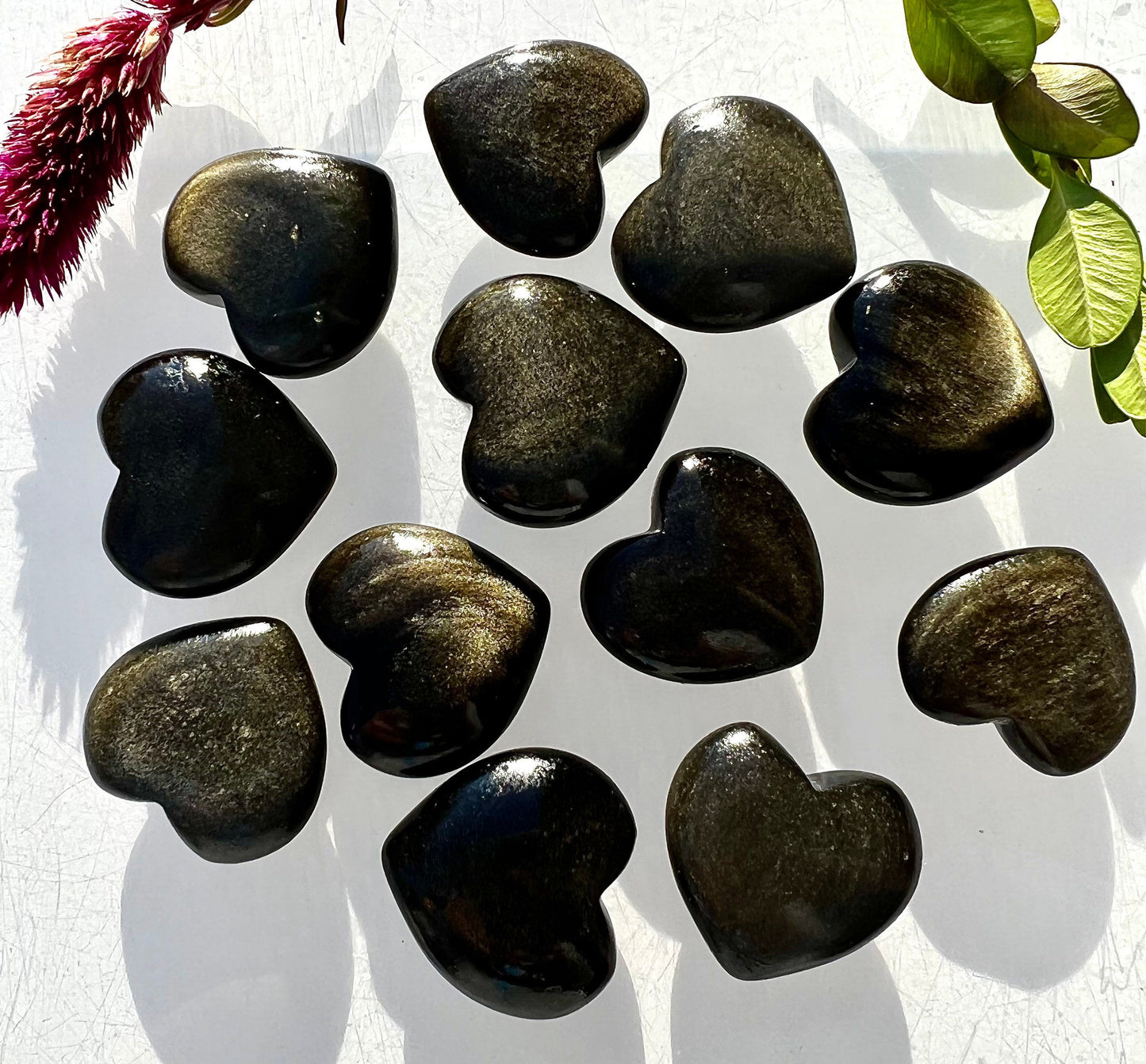 Wholesale Lot 12 Pcs Natural Gold Sheen Obsidian Heart 1”-1.25” Nice Quality