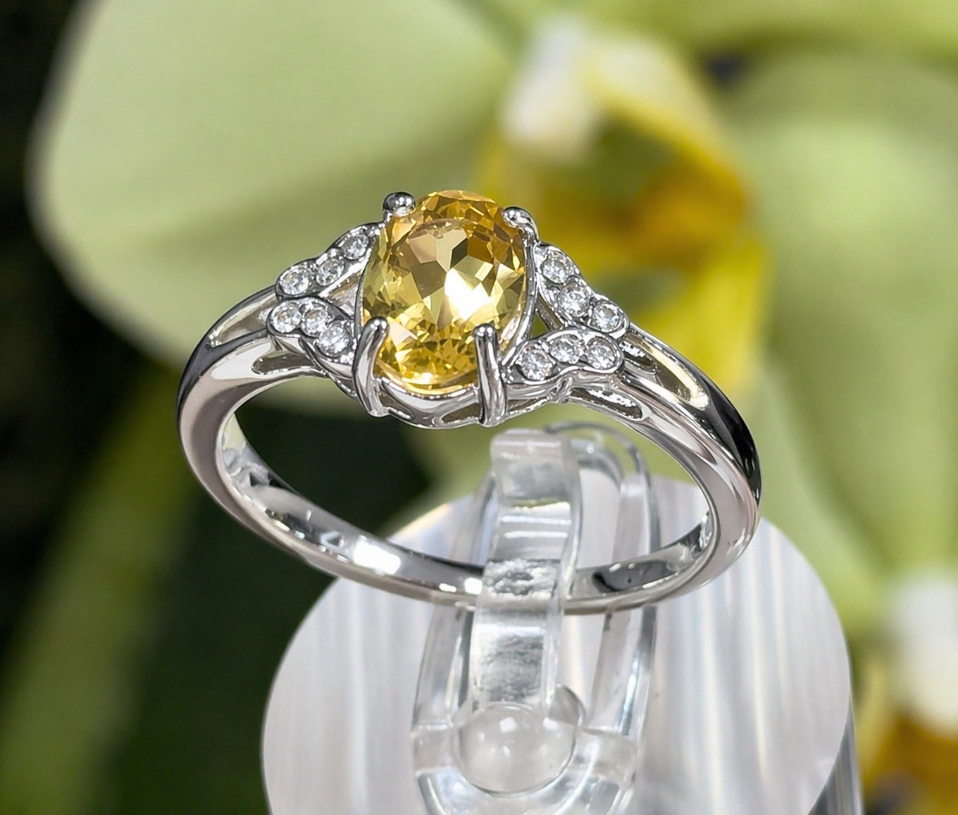 Wholesale Lot 7 pcs Faceted Citrine Stainless Steel Ring 6x8mm