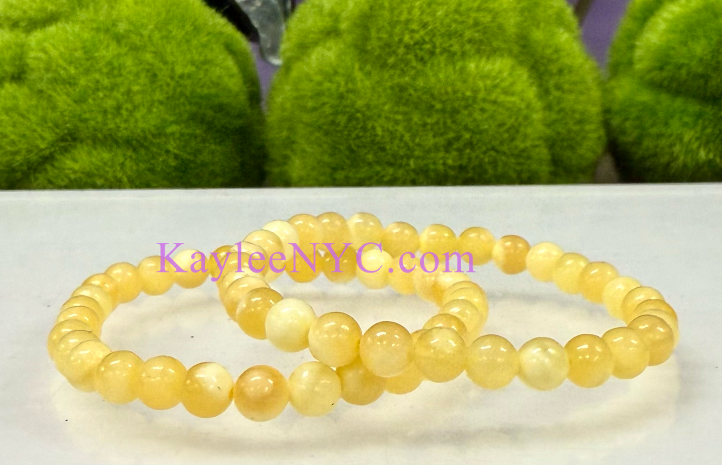 6 PCs 6mm Natural Orange Calcite Stretch Bracelet 7.5”