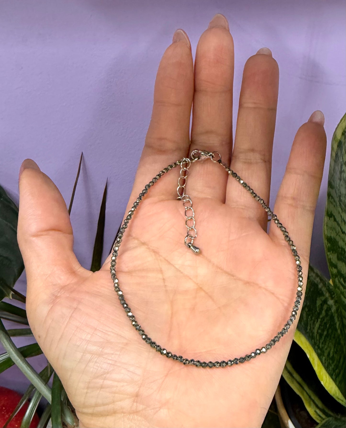 6 PCs 2mm Faceted Natural Pyrite Anklet with Stainless Steel Findings