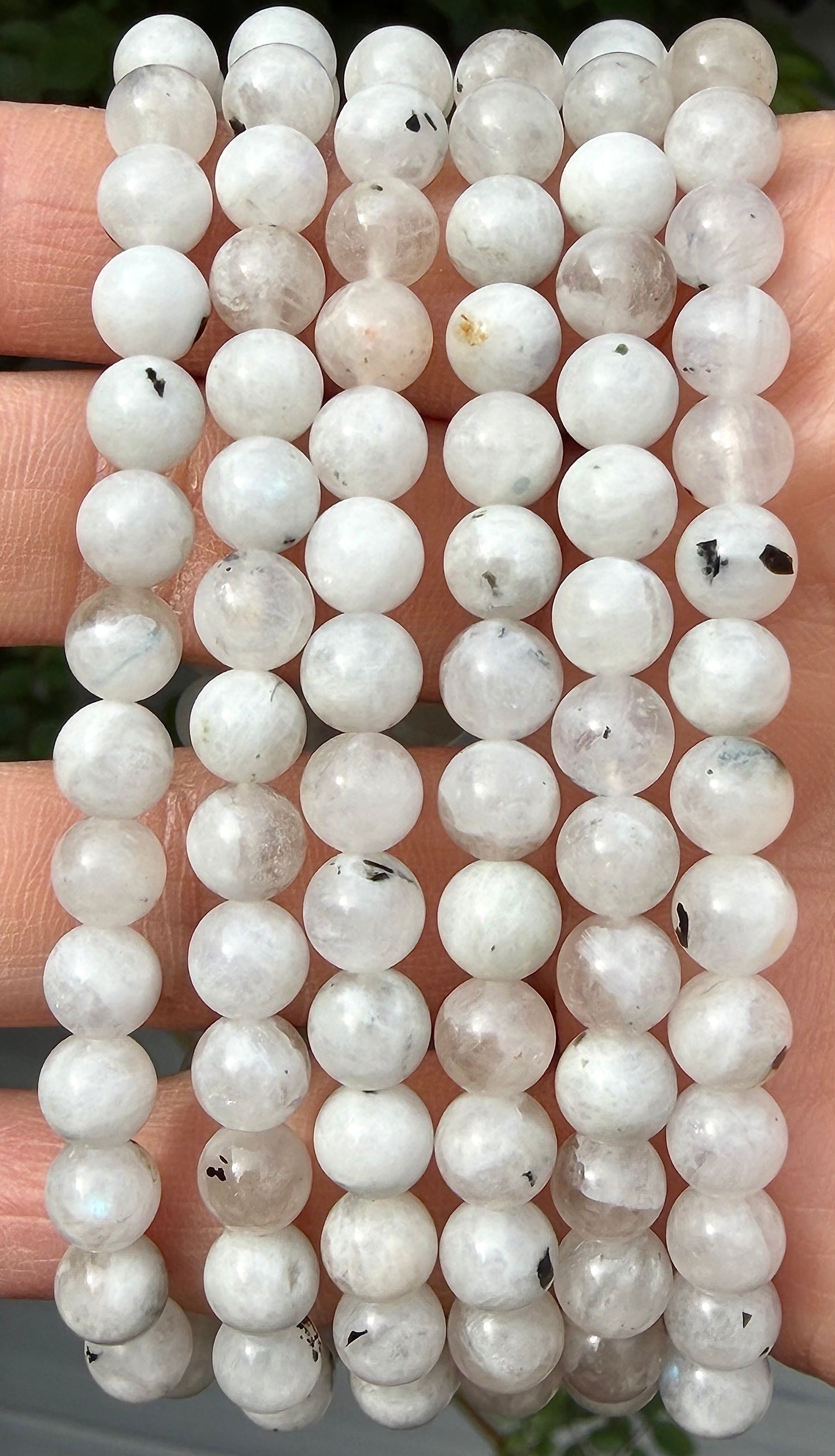 Wholesale 6 Pcs Natural Rainbow Moonstone 6mm 7.5” Crystal Healing Stretch Bracelet
