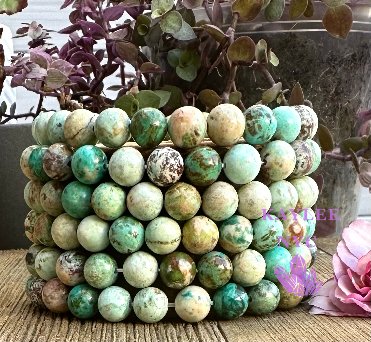 Wholesale 6 Pcs Natural Turquoise 8mm 7.5” Crystal Healing Stretch Bracelet