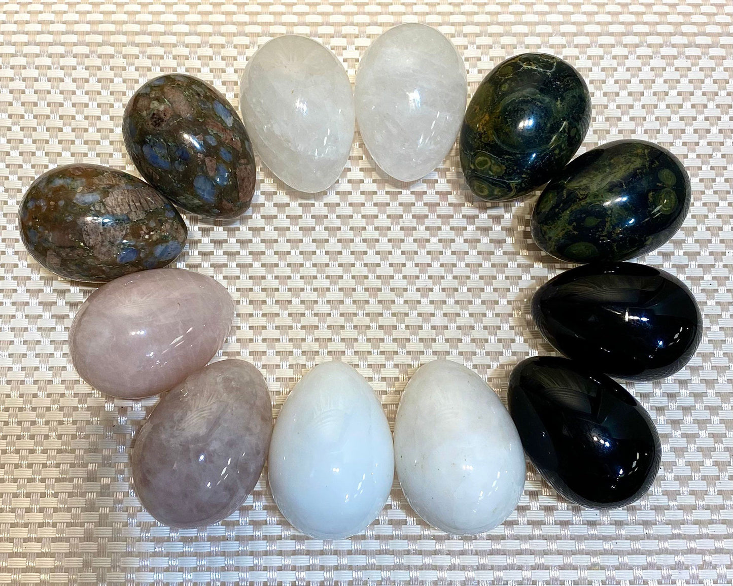 Wholesale Lot 12 Pcs 2” Eggs Mix Rose Quartz Black Obsidian Clear Quartz