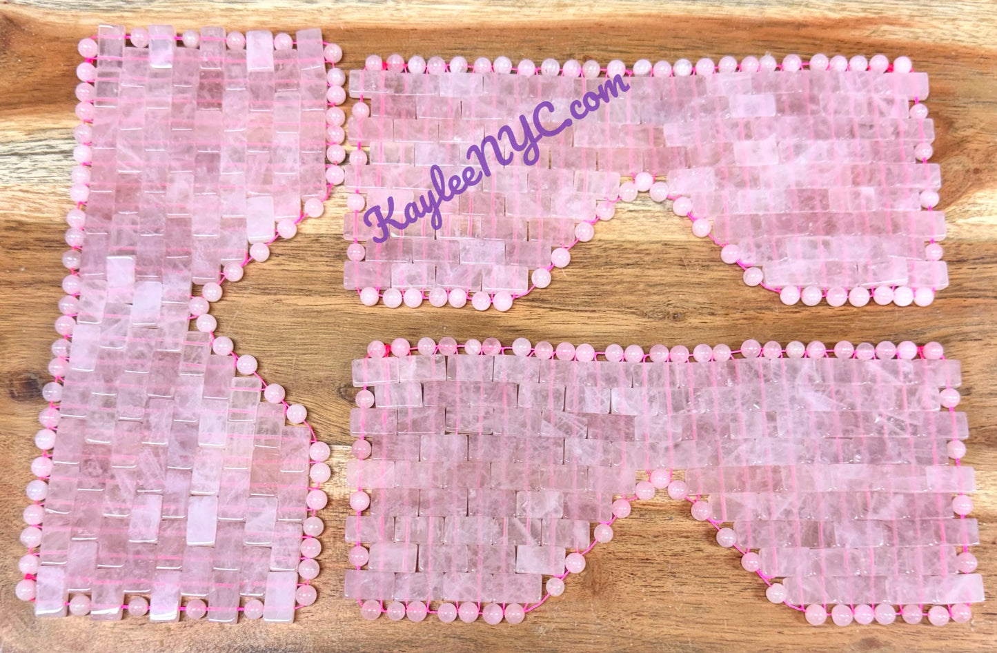 3 PCs Natural Rose Quartz Eye Mask Crystal