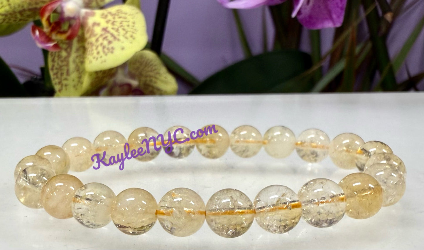 Wholesale 6 Pcs Citrine 8mm 7.5” Crystal Healing Stretch Bracelet