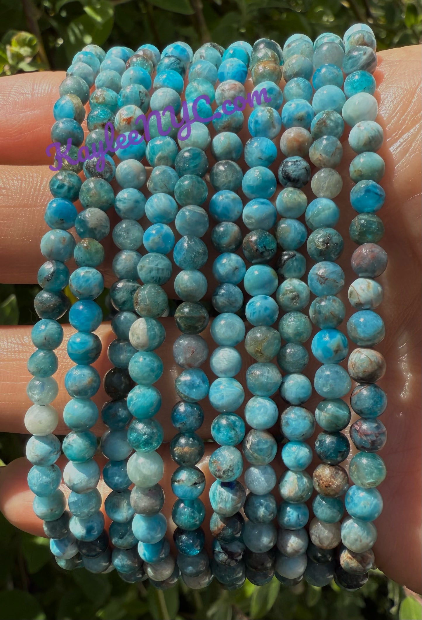 Wholesale Lot 6 Pcs Natural Apatite 4mm 7.5” Crystal Healing Stretch Bracelet