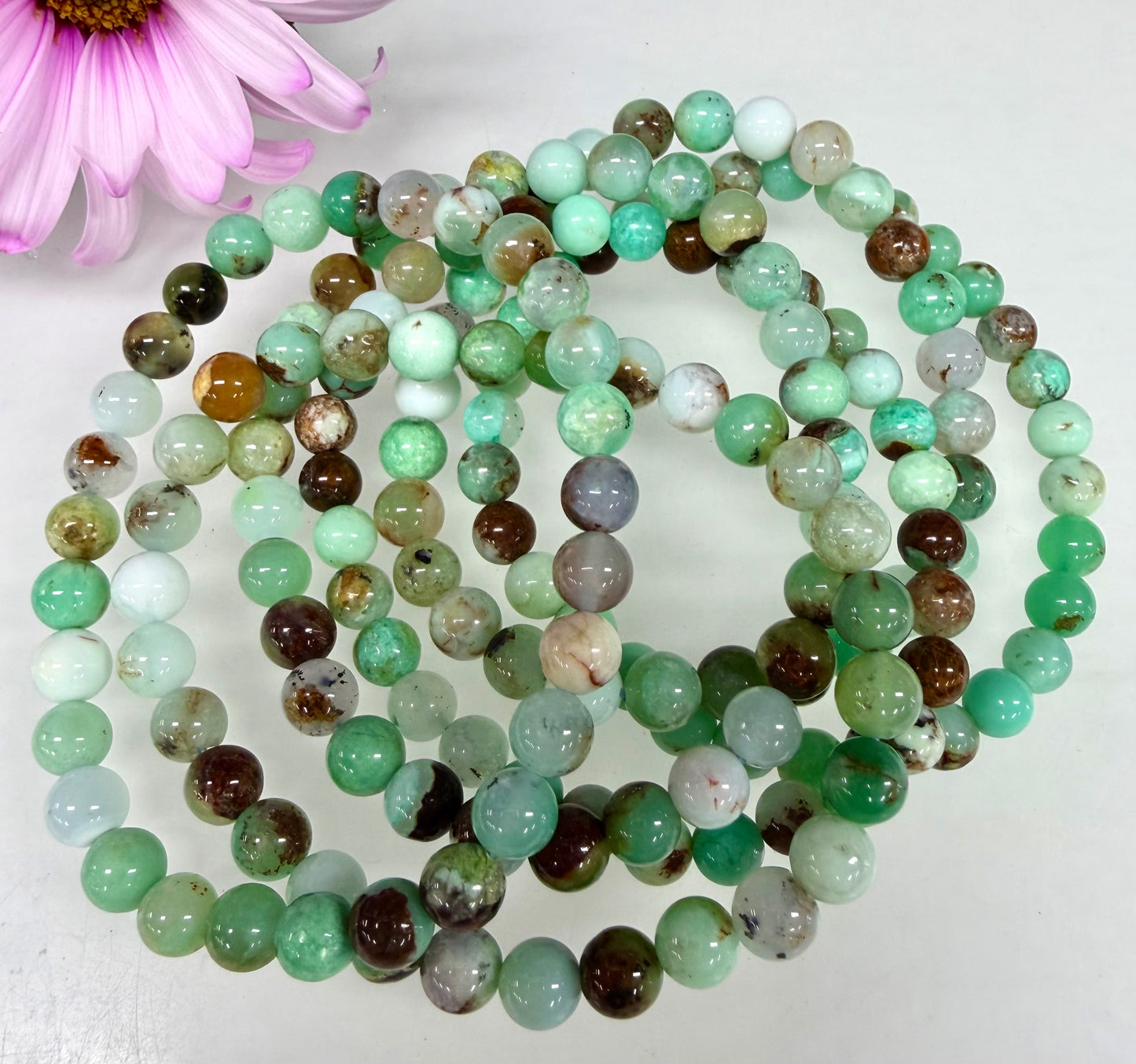 6 PCs 6mm Chrysoprase Stretch Bracelet Natural Crystal Healing 7.5”