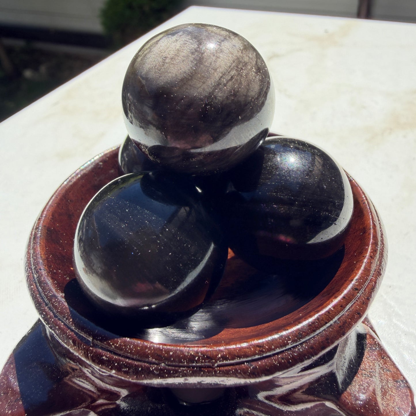 Wholesale Lot – 2 lbs Silver Sheen Obsidian Spheres | Natural Volcanic Glass