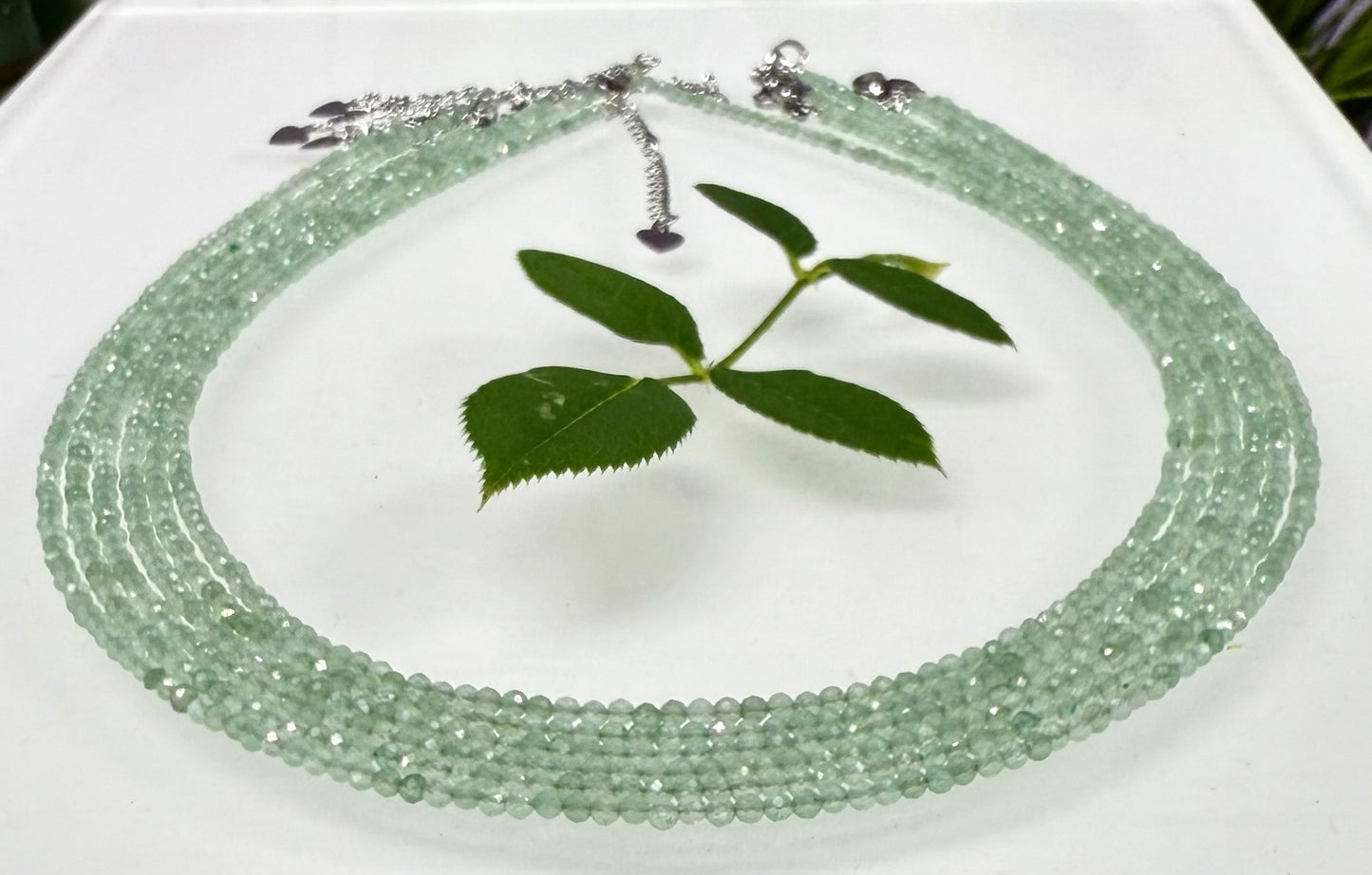 6 PCs 2mm Faceted Natural Aventurine Necklace Stainless Steel Finding