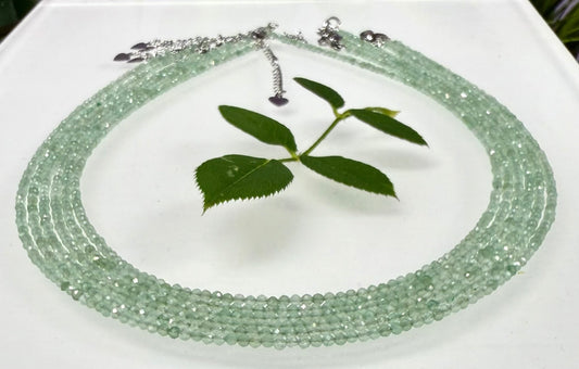 6 PCs 2mm Faceted Natural Aventurine Necklace Stainless Steel Finding