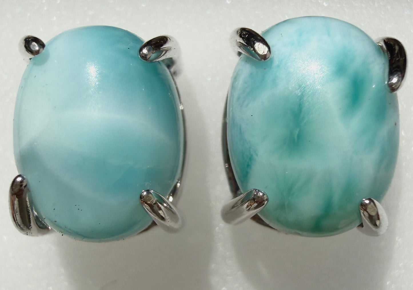 Wholesale Lot 5 Pairs Natural Larimar Sterling Silver (925) Posts