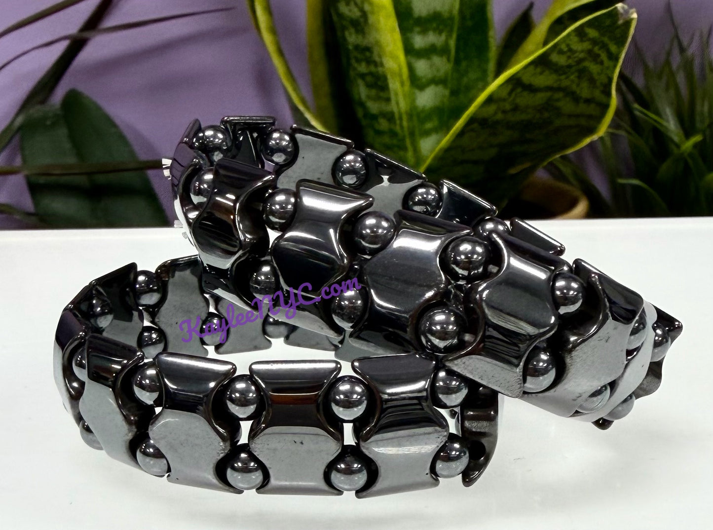 6 Pcs 15mm Natural Hematite Stretch Bracelet 7.5” Crystal Healing Energy