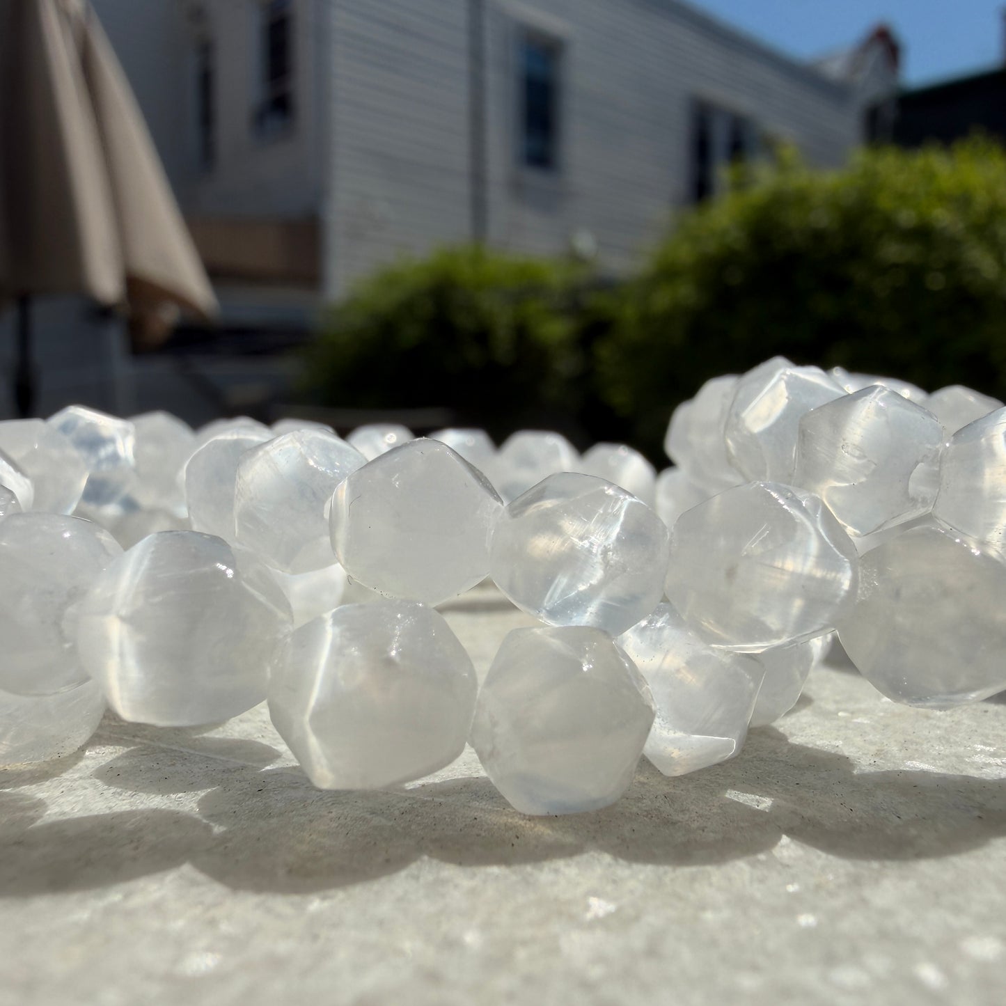 Wholesale 6 Pcs 8mm Faceted Selenite Natural Crystal Stretch Bracelet 7.5"