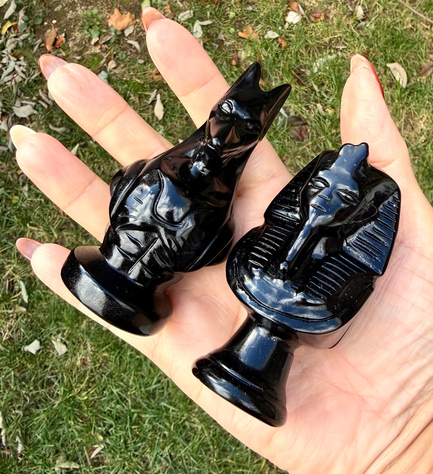 Wholesale Lot pcs 10cm Natural Black Obsidian Egyptian Carving Crystals Healing Energy