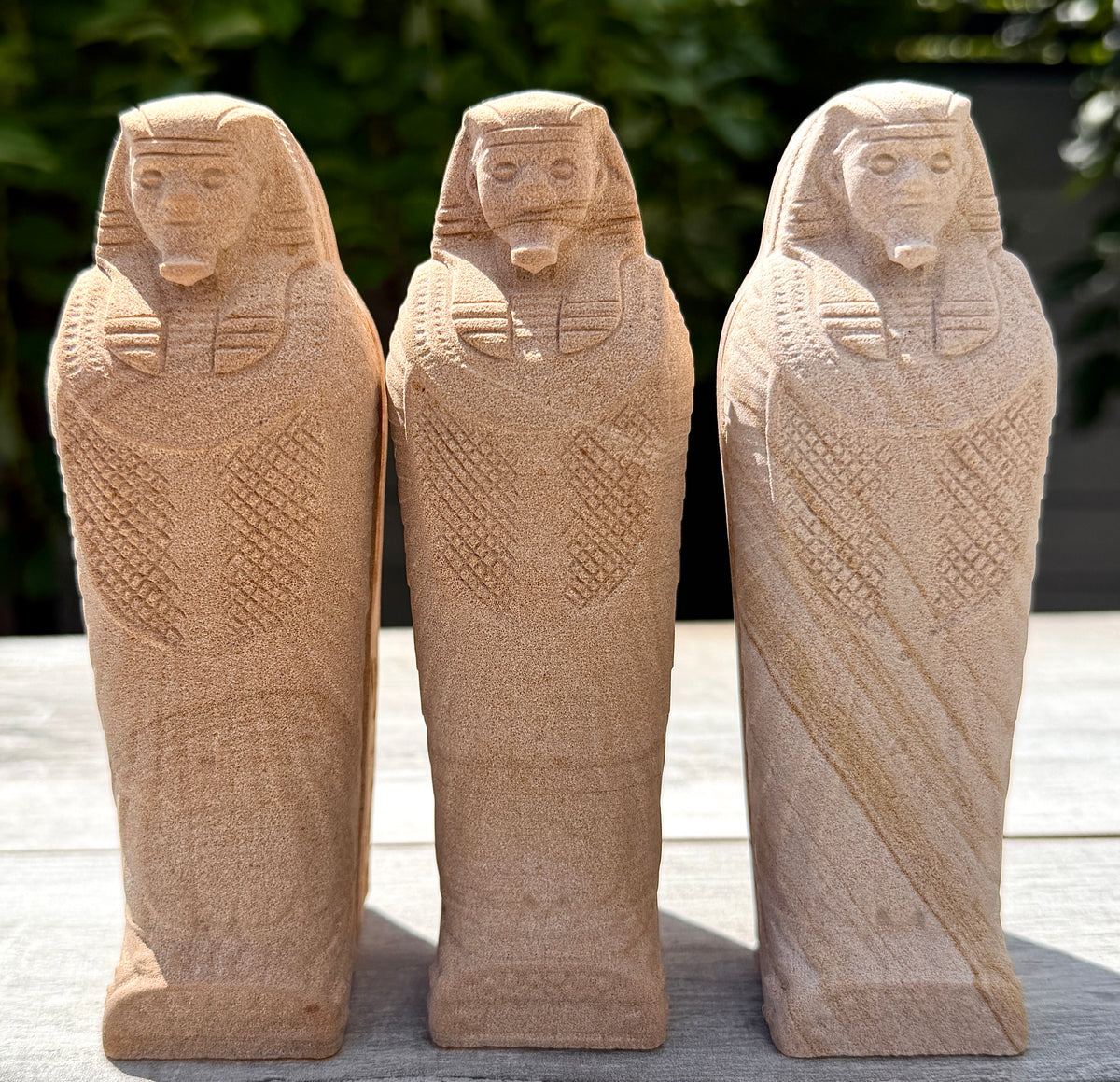 Wholesale Lot 3 Natural Matte Wood Grain Stone King Tut Mummy Healing Energy