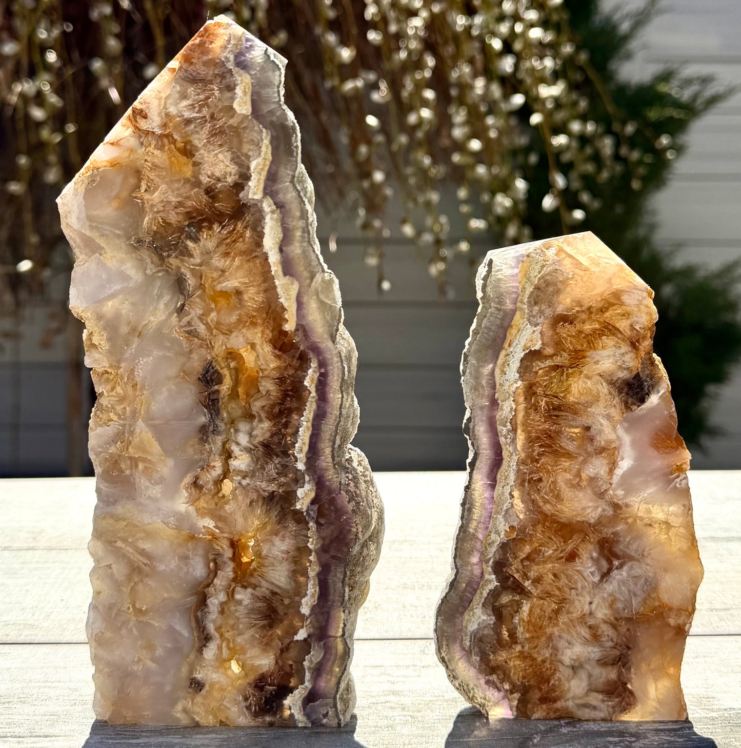 Wholesale Lot 3-4 pcs Feather Fluorite Slab Tower Natural Crystal Energy