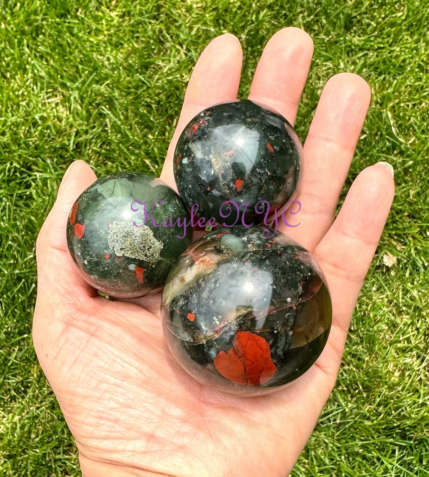 Wholesale Lot 7 Pcs Natural Bloodstone Sphere Crystal Balk Nice Quality