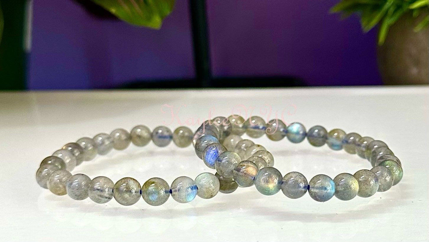 Wholesale 6 Pcs Natural Labradorite Bracelet 7-7.5mm 7.5” Healing Energy Crystal