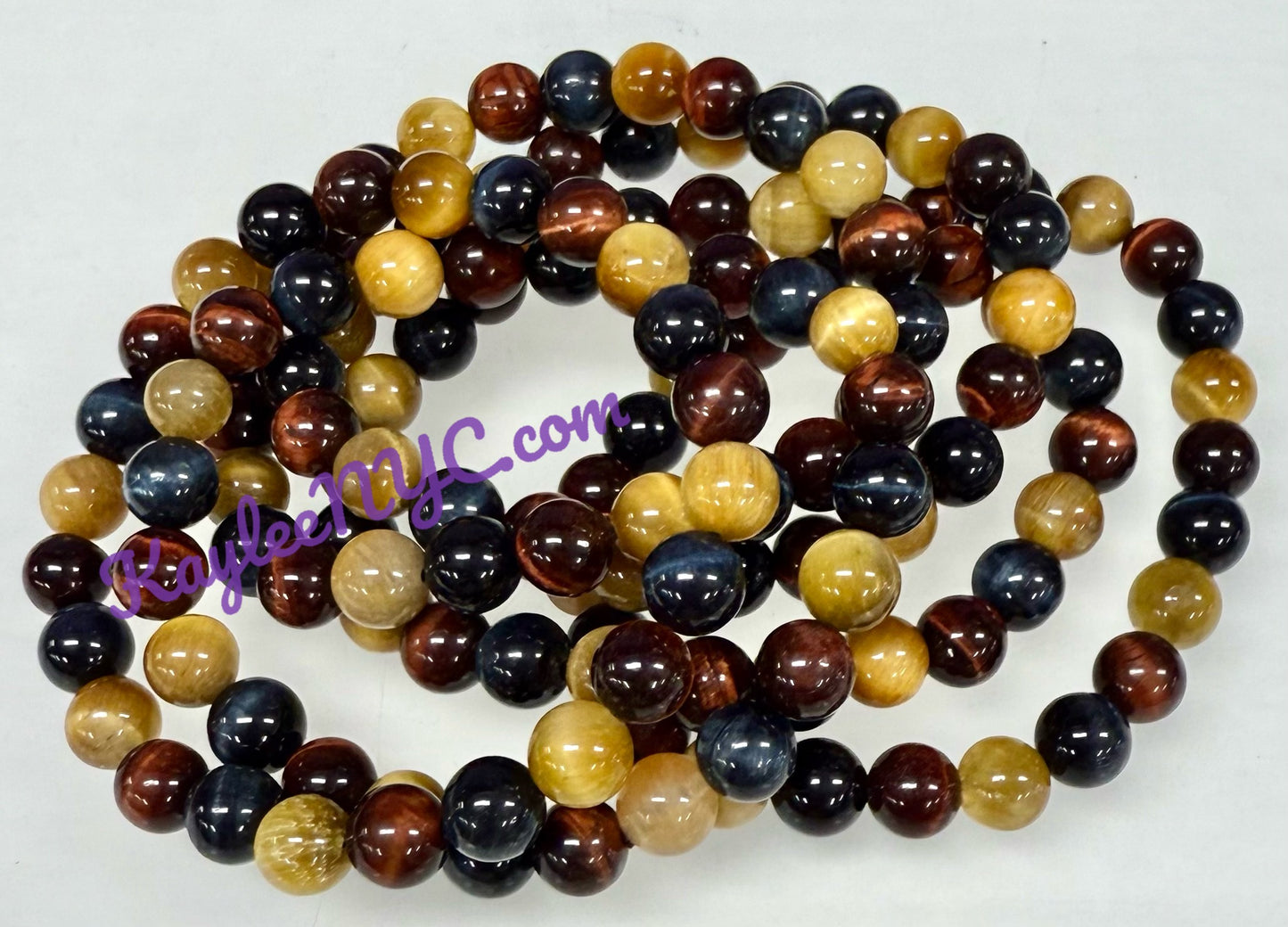 Wholesale Lot 6 Pcs Mix Tiger Eye 8mm 7.5” Crystal Healing Stretch Bracelet