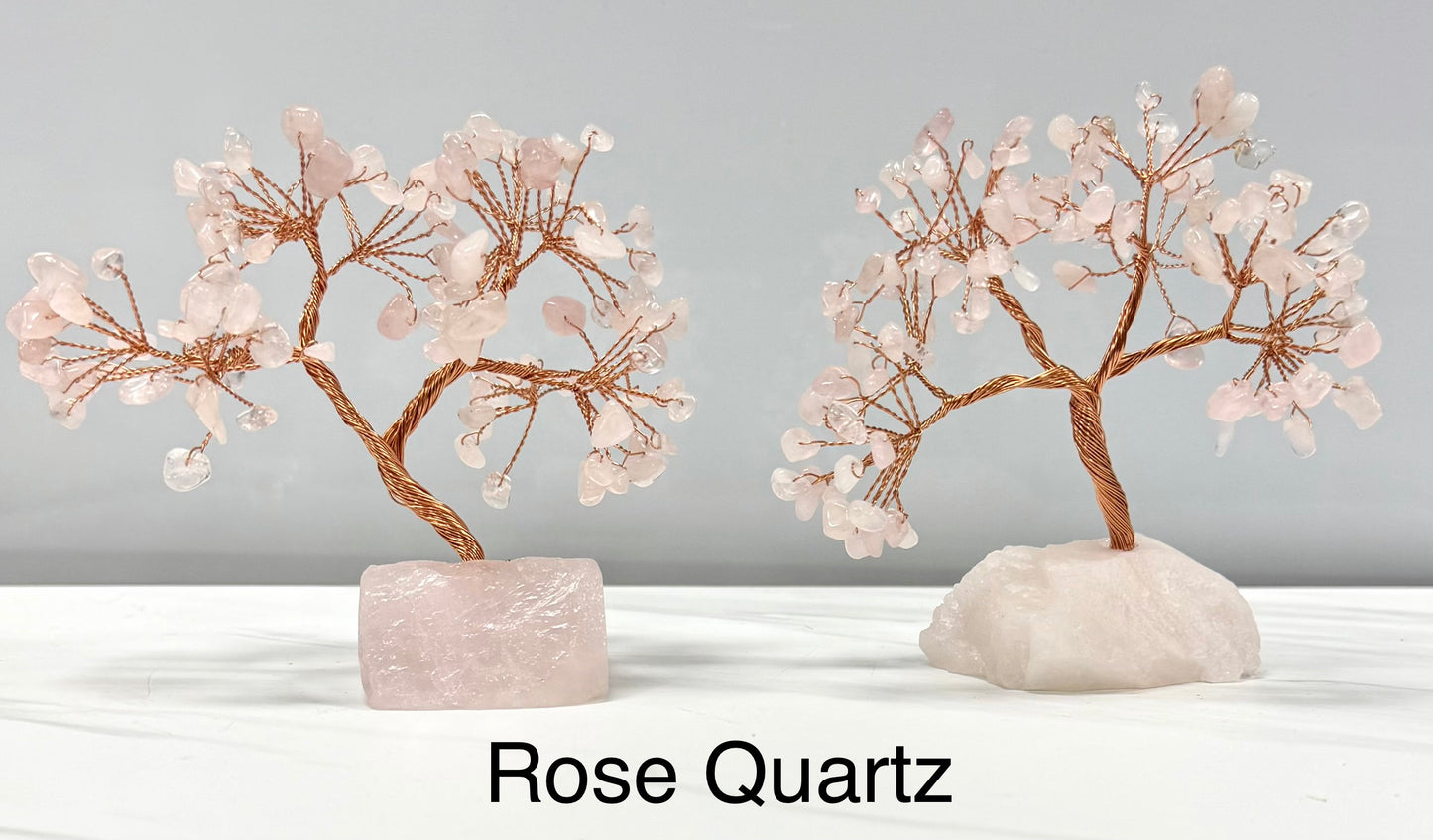 Wholesale Lot 4 Pcs Bonsai Tree with Rose Quartz Crystal Base