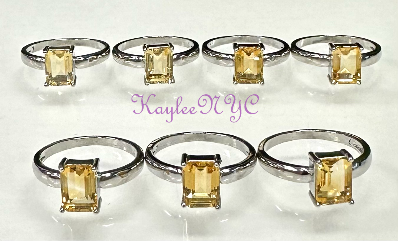 7 pcs Citrine White Bronze Ring